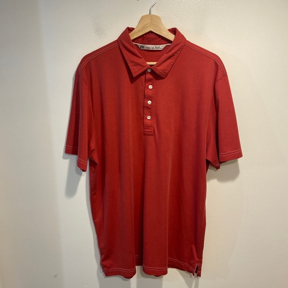 Travis Mathew Orange Red Golf Polo Men’s Large (Tag XL) - Picture 2 of 12